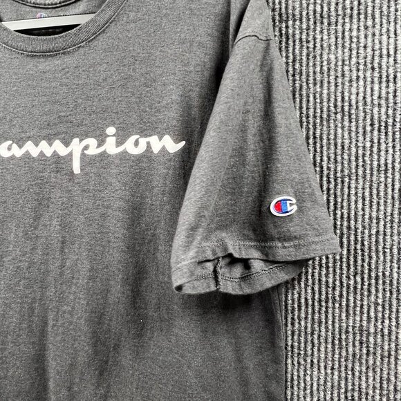 Champion Authentic Athleticwear T-Shirt Men XL Gray Logo Spellout &‎ Sleeve Top - Picture 4 of 8